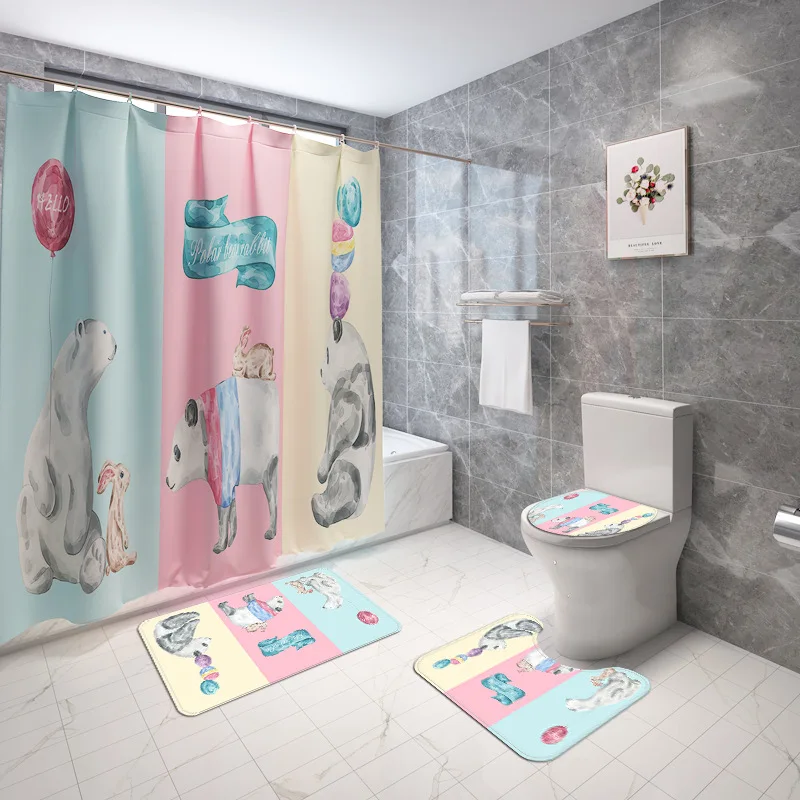 Забавные тканевые занавески для душа Bipoobee в виде животных комплект ванной