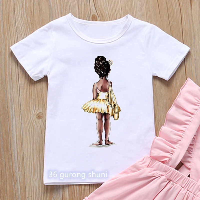 Aesthetic Art Kids Clothes Ballet Dancer Love T-Shirt For Girls Summer Fashion Kawaii Children'S Clothing Teenagers Tshirt Tops