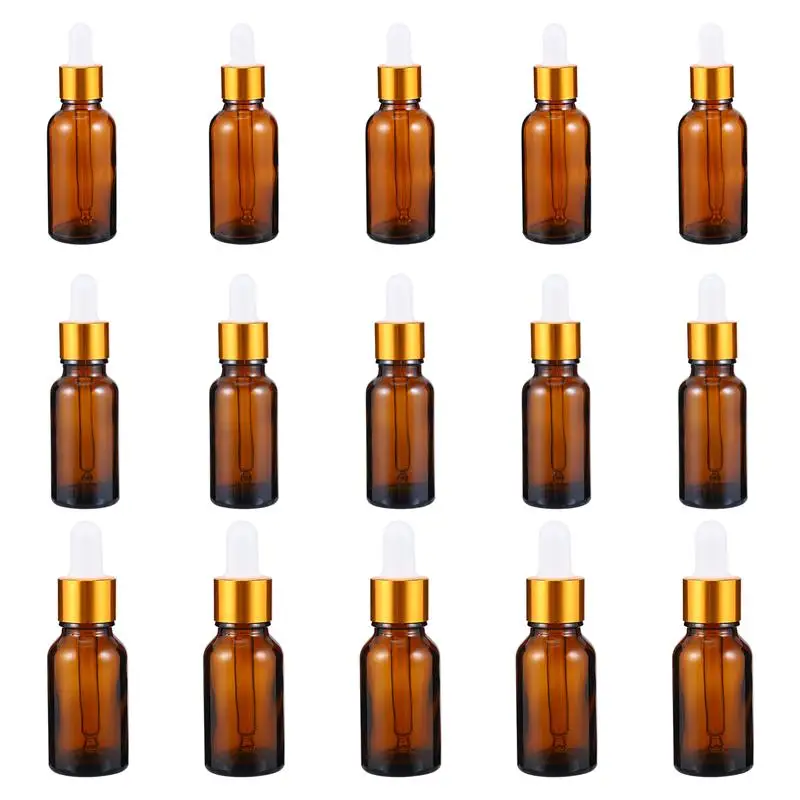 

15pcs Practical Refillable Portable Glass Bottle Dropper Bottles Essential Oil Bottles