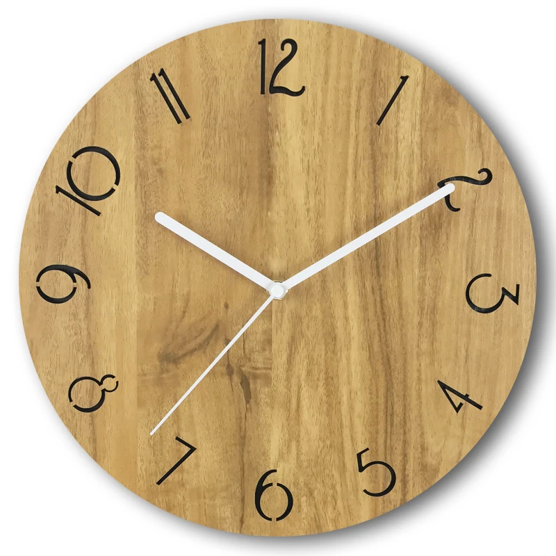 

Creative Art Fashion Wall Clock Modern Simple Silent Wall Clock Wood Round Digital Orologio Parete Living Room Decoration DJ60WC