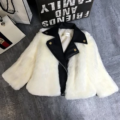 White Зимнее искусственное кожаное пальто с мехом для мамы и дочки; детская куртка из искусственного лисьего меха для девочек; элегантная эксклюзивная одежда для детей; TZ422 - Цвет: White