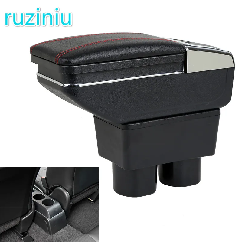 

For Nissan Sylphy Versa Tiida Latio 2007-2011 Armrest Rotatable Large Space PU Leather Dual Layer Center Console Storage Box