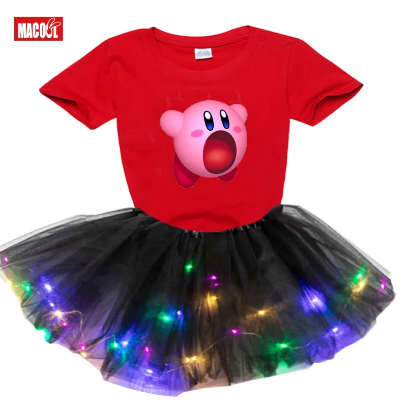 

Toddler Baby Girls Clothes Set 2020 Summer T Shirt Kids Dress Children Clothing Outfits cute New 2Pcs Suit Tutu Dress Light LED