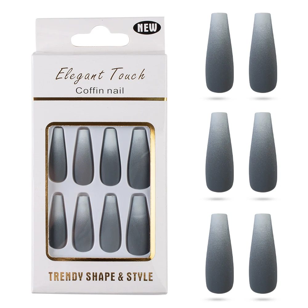 

30Pcs Matte Gradient False Nails with Designs Long Full Cover Press on Nails Acrylic Artificial Nails for Women Fake Nails Art