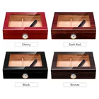 Портативный контейнер для сигар со стеклянной крышкой оптовый сигарный хьюмидор, чехол для сигар из кедрового дерева, с увлажнителем, гигрометром