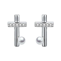 gw natural pearl drop earrings minimalism jewelry womens stud earrings 925 genuine silver earrings cute classic jewelry