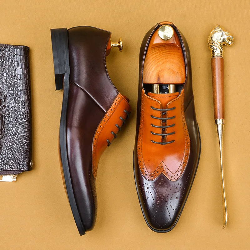 Туфли-оксфорды мужские из натуральной кожи элегантные офисные классические