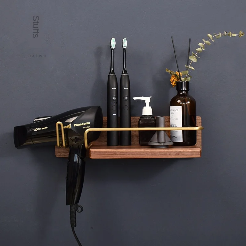 Полка фен Dyson из твердой древесины держатель для хранения раковины полки ванной
