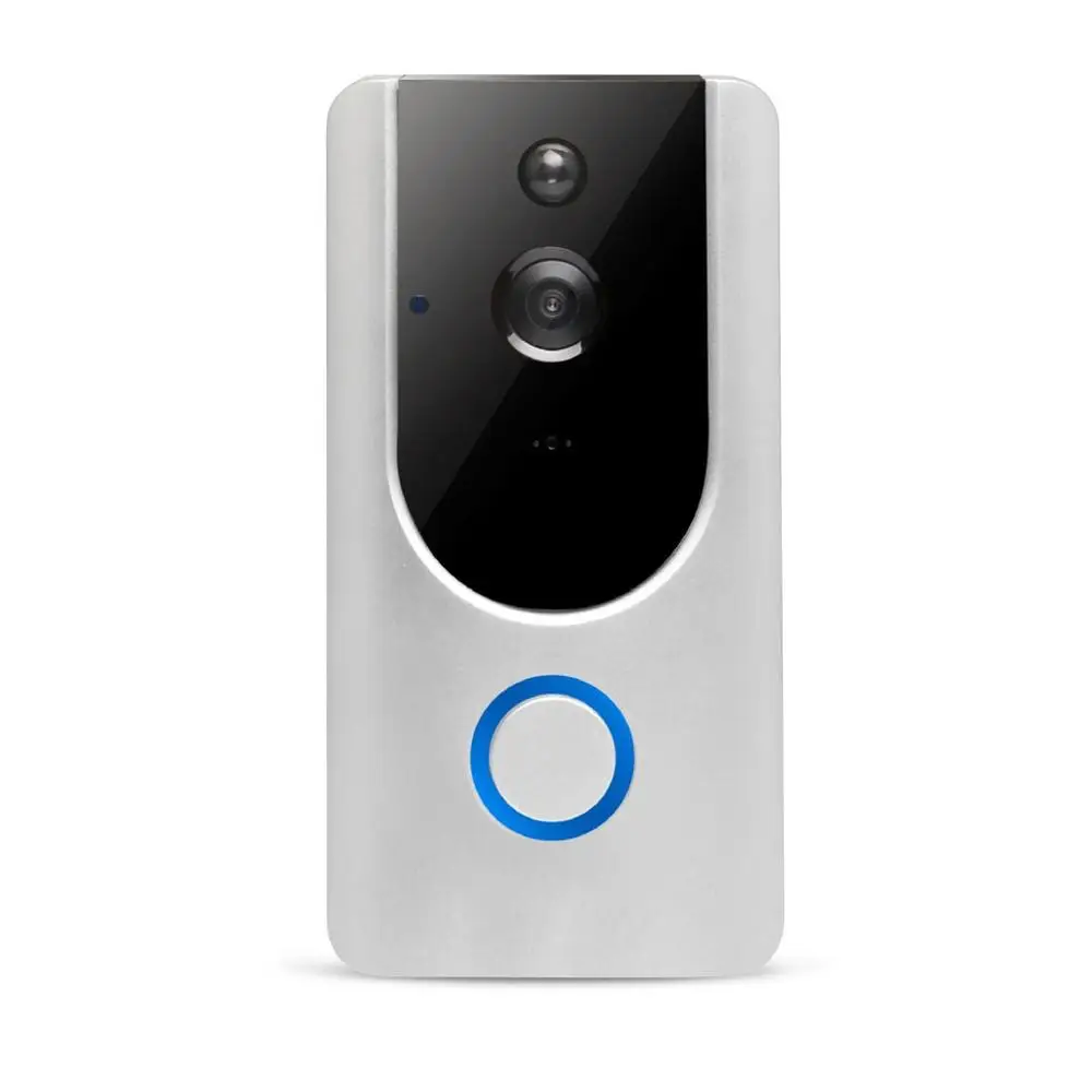Серебристый 1080P видео wifi дверной звонок беспроводной дверной звонок wifi запись внутреннего использования IOS Android APP - Цвет: Серебристый