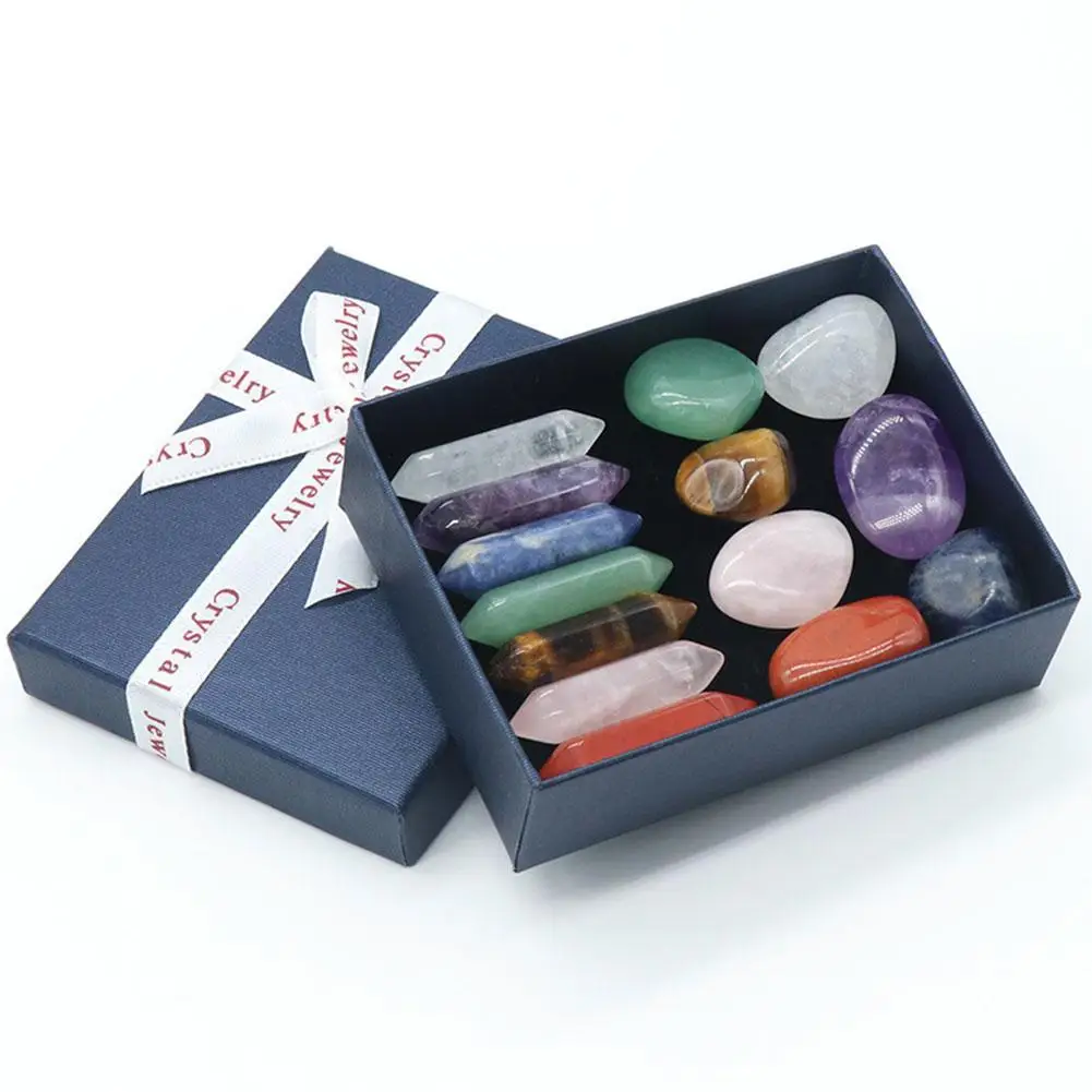

Natural Crystal Column Crystal Block Gift Box Crystal Points Quartz Wand Pillar Rough Ore Seven Chakras Therapy Stone