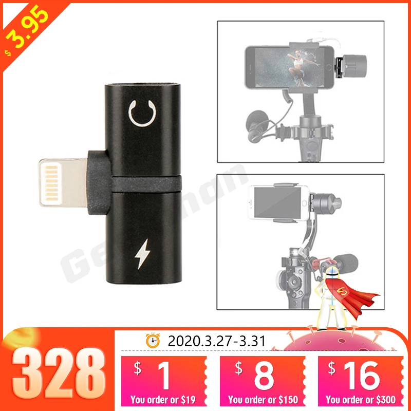 2 в 1 аудио адаптер для Zhiyun Smooth 4 Gimbal iPhone 7 8 X зарядный разъема lightning к наушникам DJI osmo