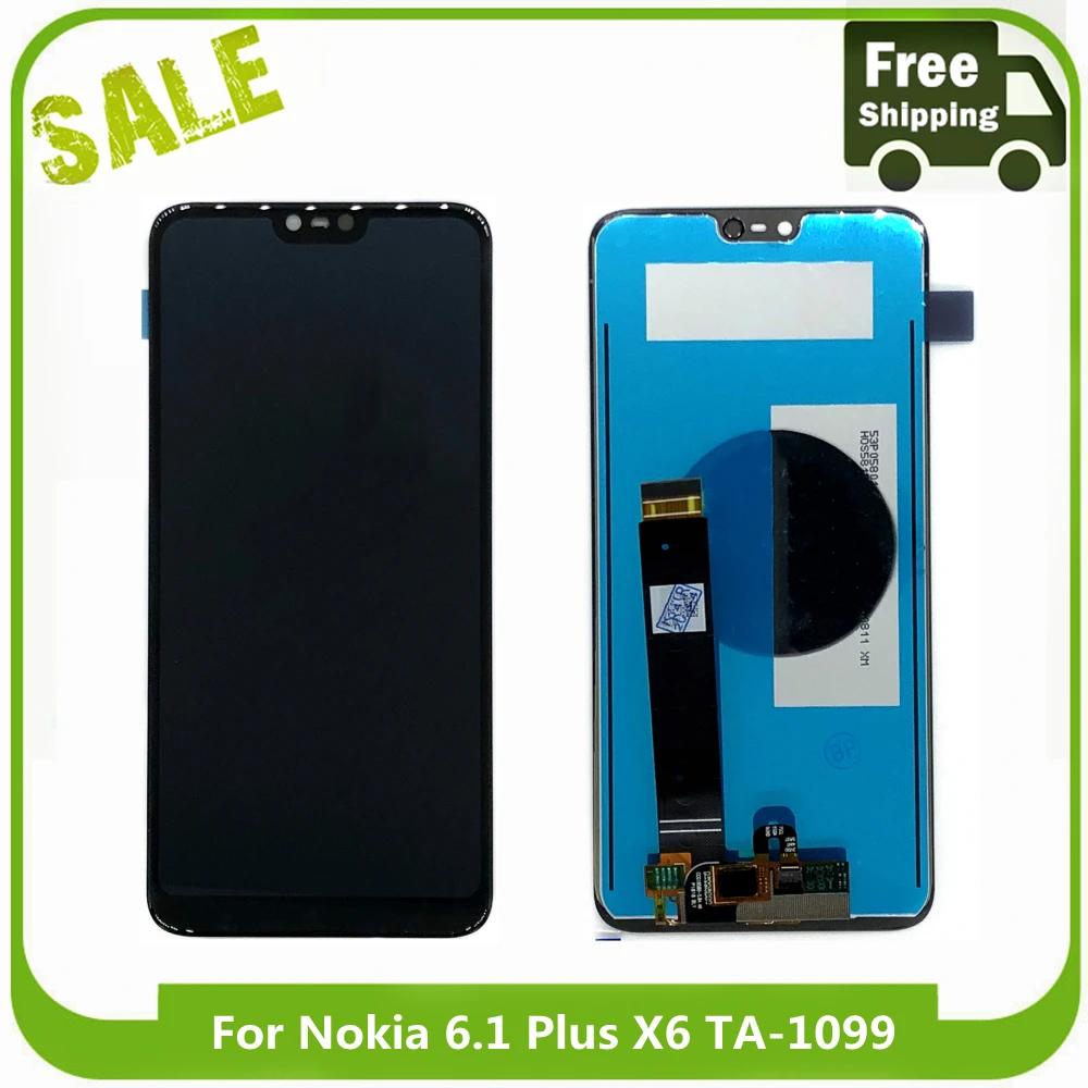 

ЖК-дисплей для Nokia X6 6,1 PLus TA-1099 TA-1103 TA-1083, ЖК-дисплей с сенсорным экраном и дигитайзером в сборе для Nokia 6,1 Plus LCD s