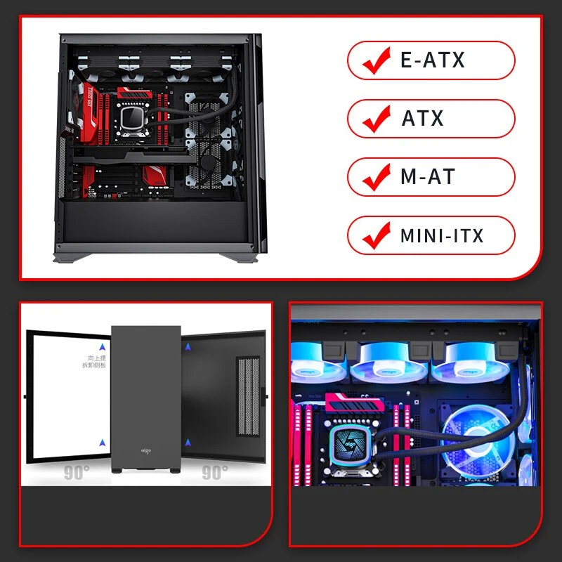 

Titanium Gray Ultra-High Compatibility 9-Fan Computer Case Support E-ATX Motherboard/Dual 360 Water Cooling for Desktop DIY
