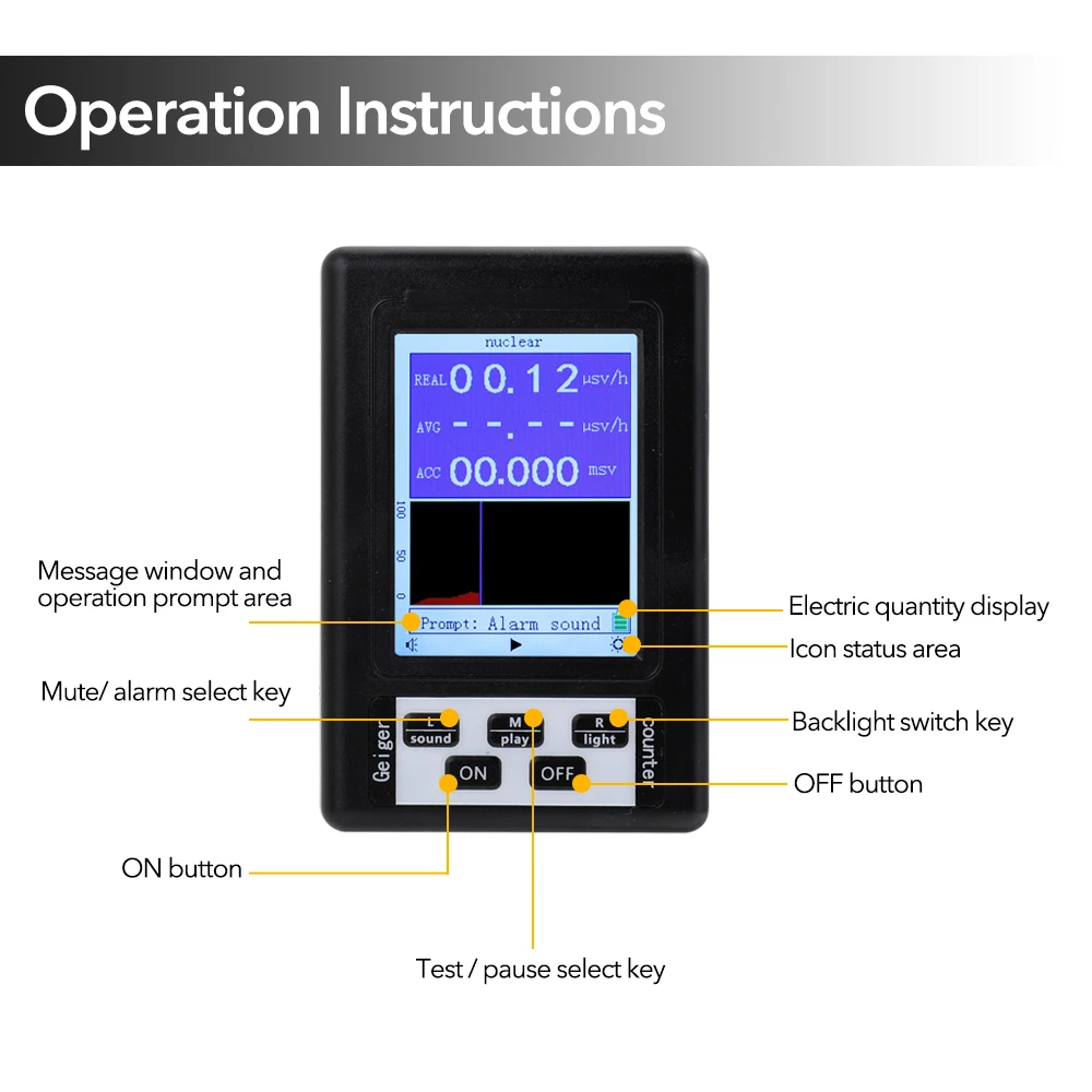 Ручной портативный цифровой дисплей детектор ядерного излучения счетчик