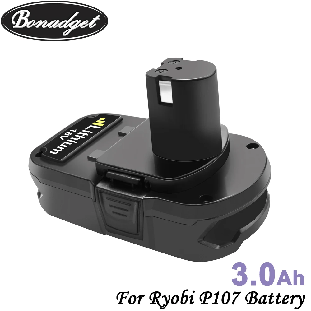 Сменный аккумулятор Bonadget для Ryobi P104 P105 P102 P103 P107 18 в 3000 мАч|Перезаряжаемые батареи| |