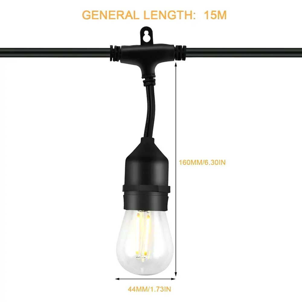 

24V 10LED Outdoor Waterproof Commercial Grade Patio Globe String Lights Bulbs For The Living Room Garden Decoration