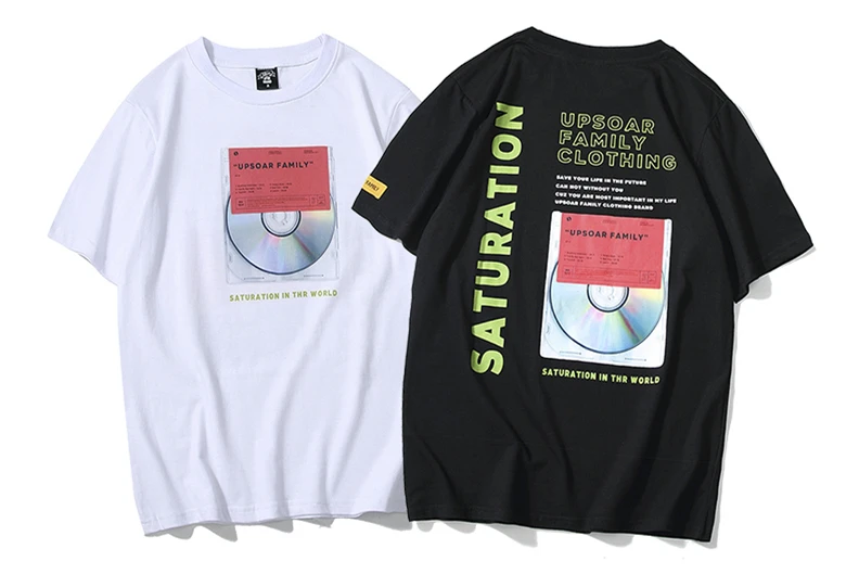 

Retro CD Printed Short Sleeve Streetwear Men Hip Hop Harajuku Casual Cotton Tshirts Male Fashion Street Top Tees S-XXL