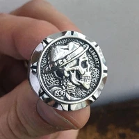 hobo brave alloy skull ring mens mexican indian motorcycle style coin ring gift