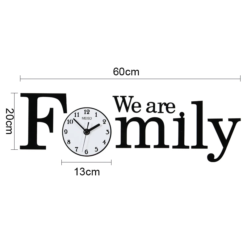 FamliyDIY(60CMx20CM) 'Family' большие часы настенные современный дизайн немой стикер стены diy часы 3D гостиная кварцевый декор дома висит настенные часы - Цвет: FamliyDIY(60CMx20CM)