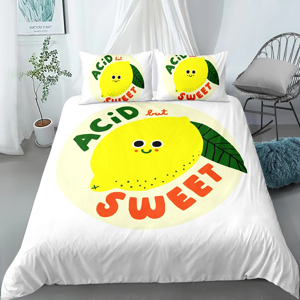 Комплекты постельного белья с принтом бананов и яблок комплект пододеяльником
