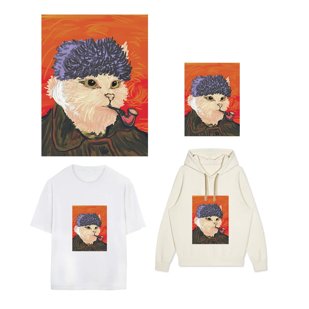 Оригинальный пользовательский масляной живописи кошки патчи Одежда Логотип