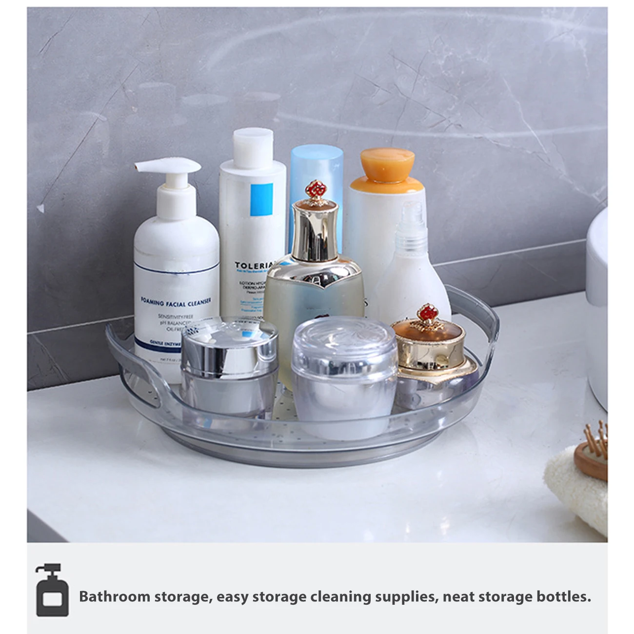 

Кухонный поднос с вращением на 360 градусов, контейнер для хранения специй, банка для еды, поднос для закусок, поднос для ванной комнаты, неско...