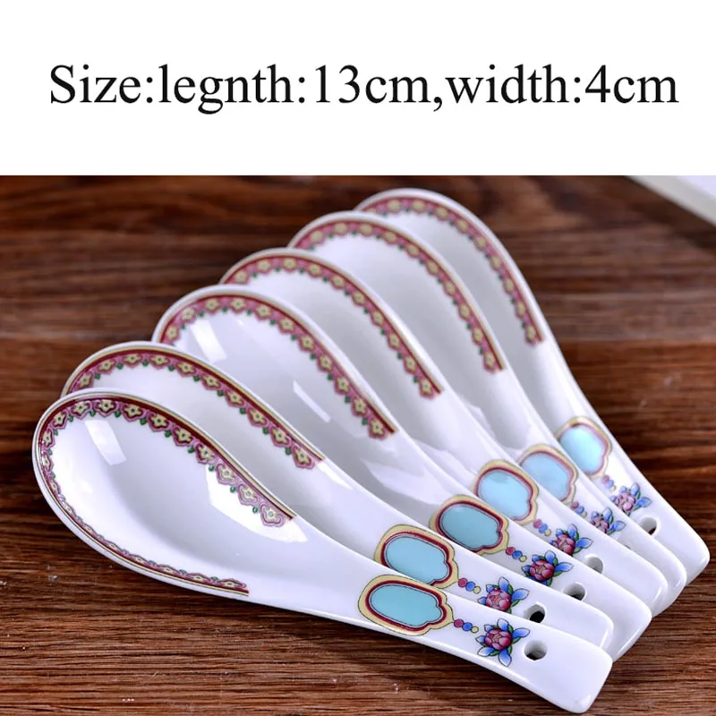 6 шт. керамика Цзиндэчжэнь столовая посуда из костяного фарфора ложка для риса