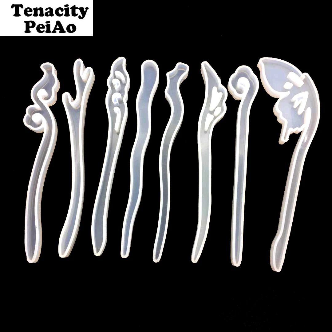 

8pc Transparent Silicone Mold for Resin Epoxy Resin Molds Hairpin Mould Jewelry Making Tools