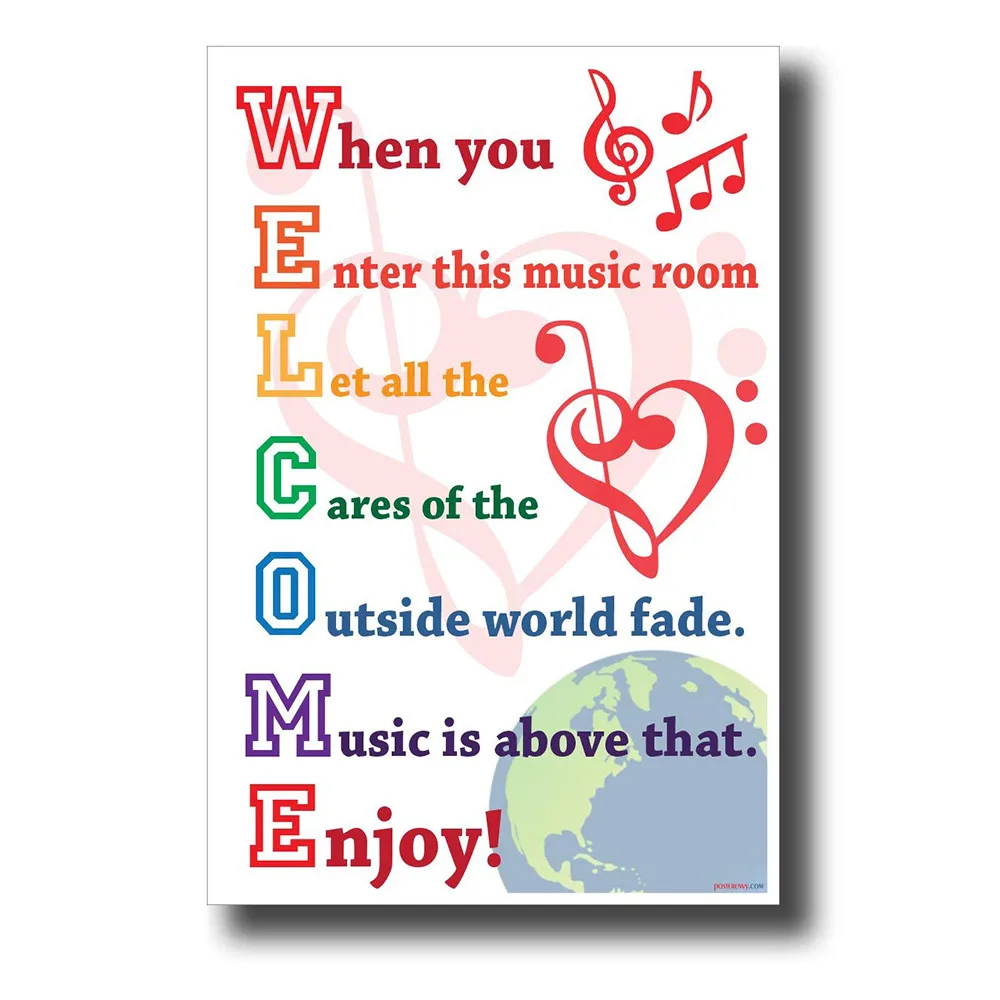 Добро пожаловать когда вы входите в эту музыкальную комнату новый плакат