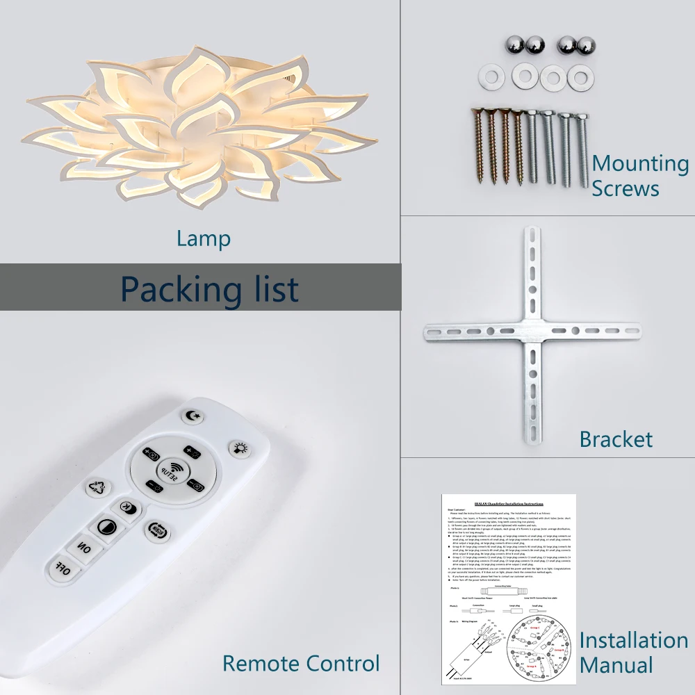 

New LED Chandelier For Living Room Bedroom Home Chandelier White&black LED flower Light By Sala Modern Home Lamp lighting