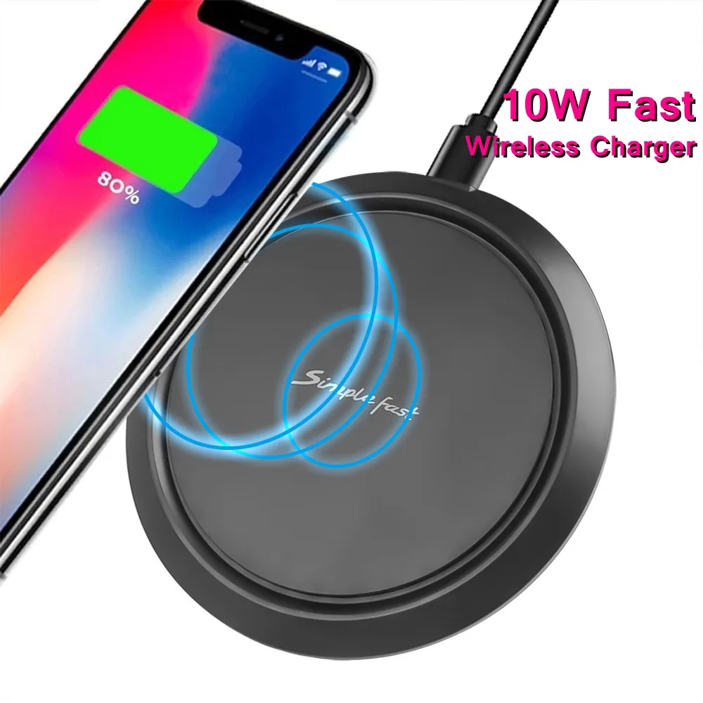 10 Вт Быстрое беспроводное зарядное устройство для iphone 8 Plus Qi Беспроводная
