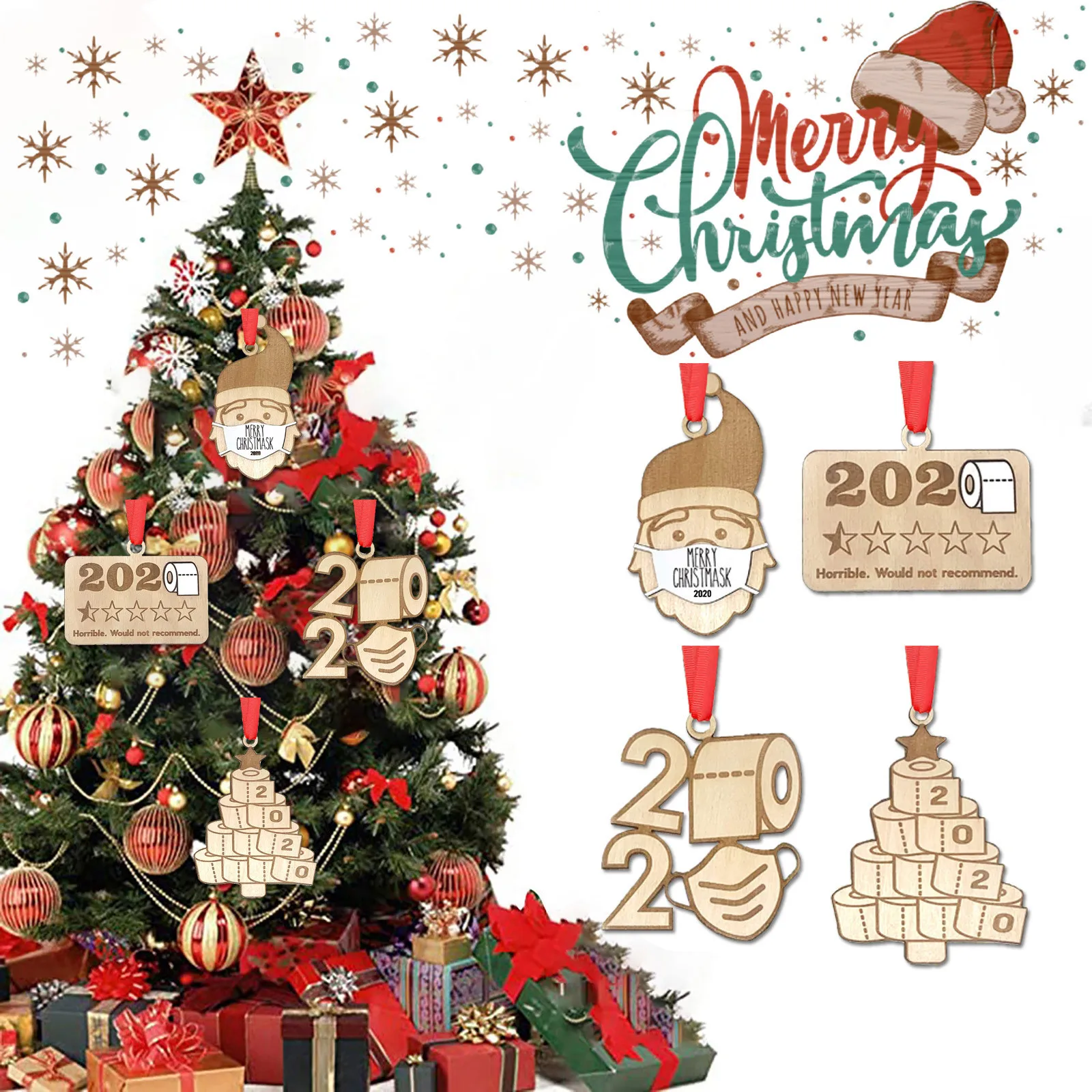 1 шт. Navidad Decoración Navideña деревянные украшения в форме висячие для Рождественского