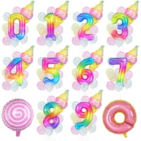 ice cream foil balloon cake donuts rainbow number balloons happy birthday baby shower wedding summer party girl favor decoration