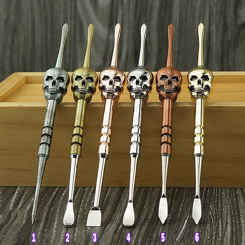 

50pcs Bho Skull 120mm Carving Dab wax tool Stainless steel Non stick butane Slick oil Dabber Carver Tools