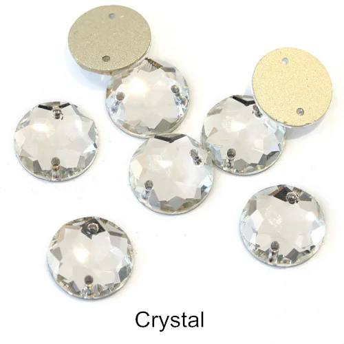 Crystal 36 шт. 14 мм стеклянные кристаллические стразы АВ круглые Висячие Стразы с белыми отверстиями белые пришитые камни для украшения одежды B1012 - Цвет: Crystal