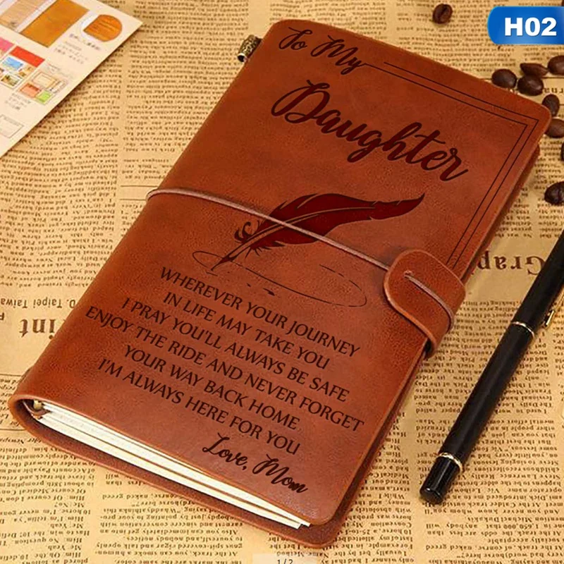 

1pcs 20x12.5cm Engraved Leather Journal Notebook Diary To My Daughter Face Challenges Love Mon Engraved Notebook Diary