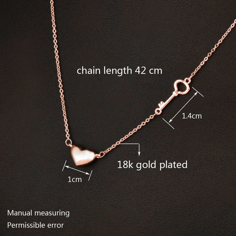SINLEERY очаровательное сердце полый ключ дизайн ожерелье розовое золото серебро