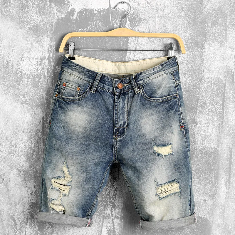 

New Brand Summer Denim Shorts Men Jeans Mens Jean Shorts Hole Hip Hop Bermuda Skate Board Harem Male Jogger Ankle Ripped jeans