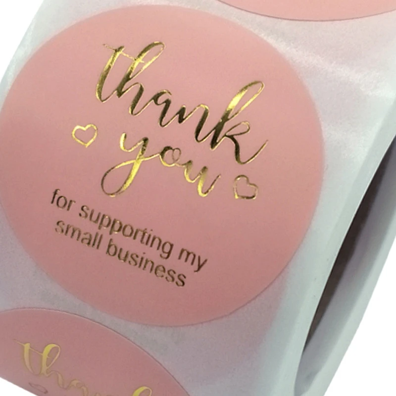 

Thank You Stickers Roll 500Pcs 1.5Inch Stickers Gold Foil Thank You Stickers Labels for Business Pink Thank You Stickers