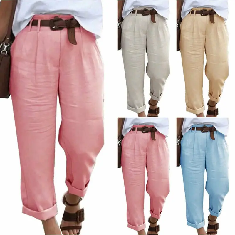 

Women's Slack Casual Long Bottoms Trousers Wide Leg Straight Baggy Pants