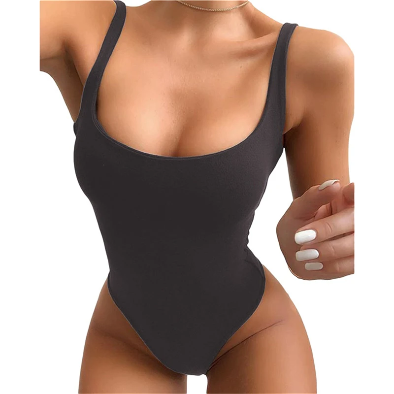Wine Red Strappy Bodysuit Sexy Backless Ribbed Bodysuit Romper String Femme Sexy Sleeveless Tank Top Bodysuit Body Female
