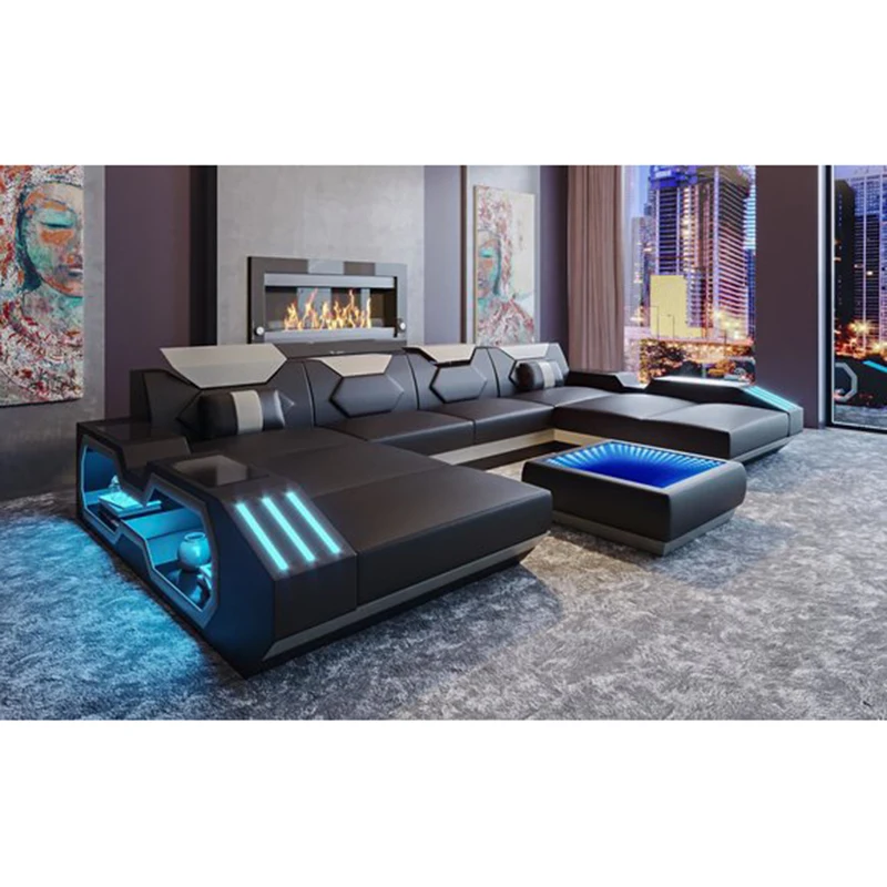 Большой u образный диван для гостиной итальянского дизайна угловой из