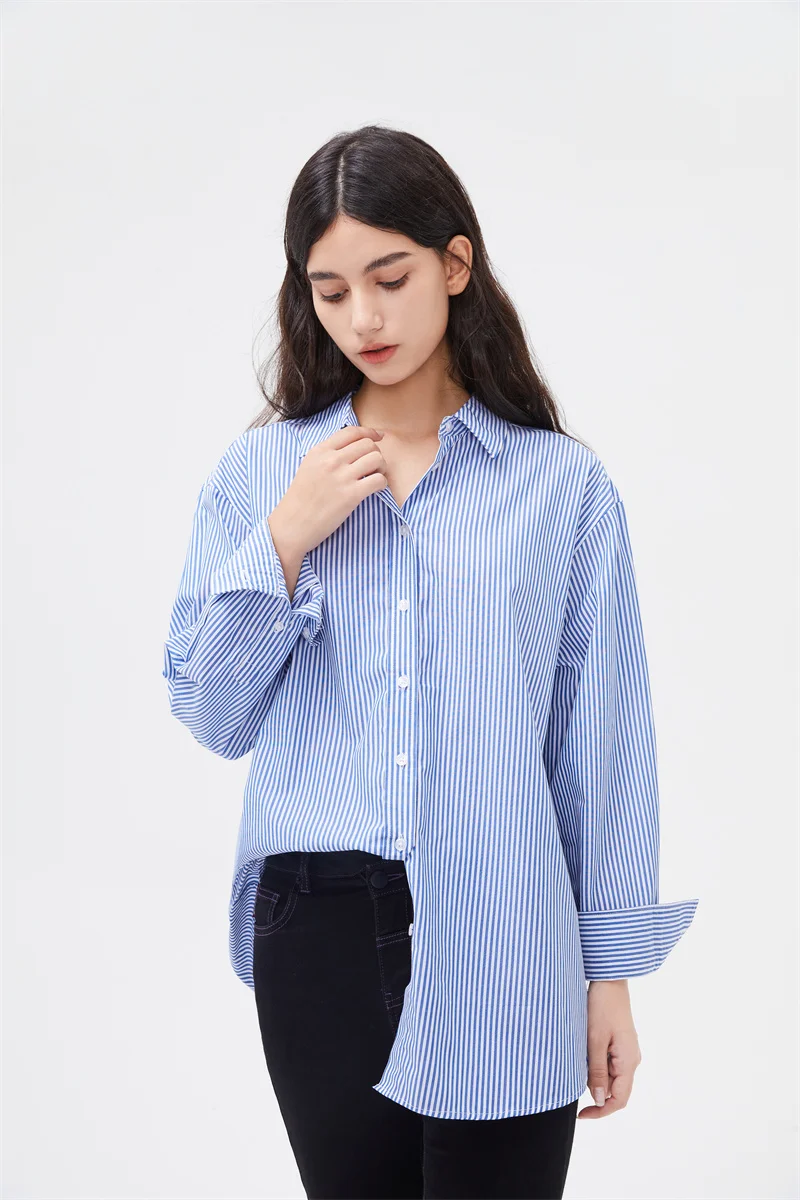 Женская свободная рубашка на пуговицах повседневная Рабочая блузка большого