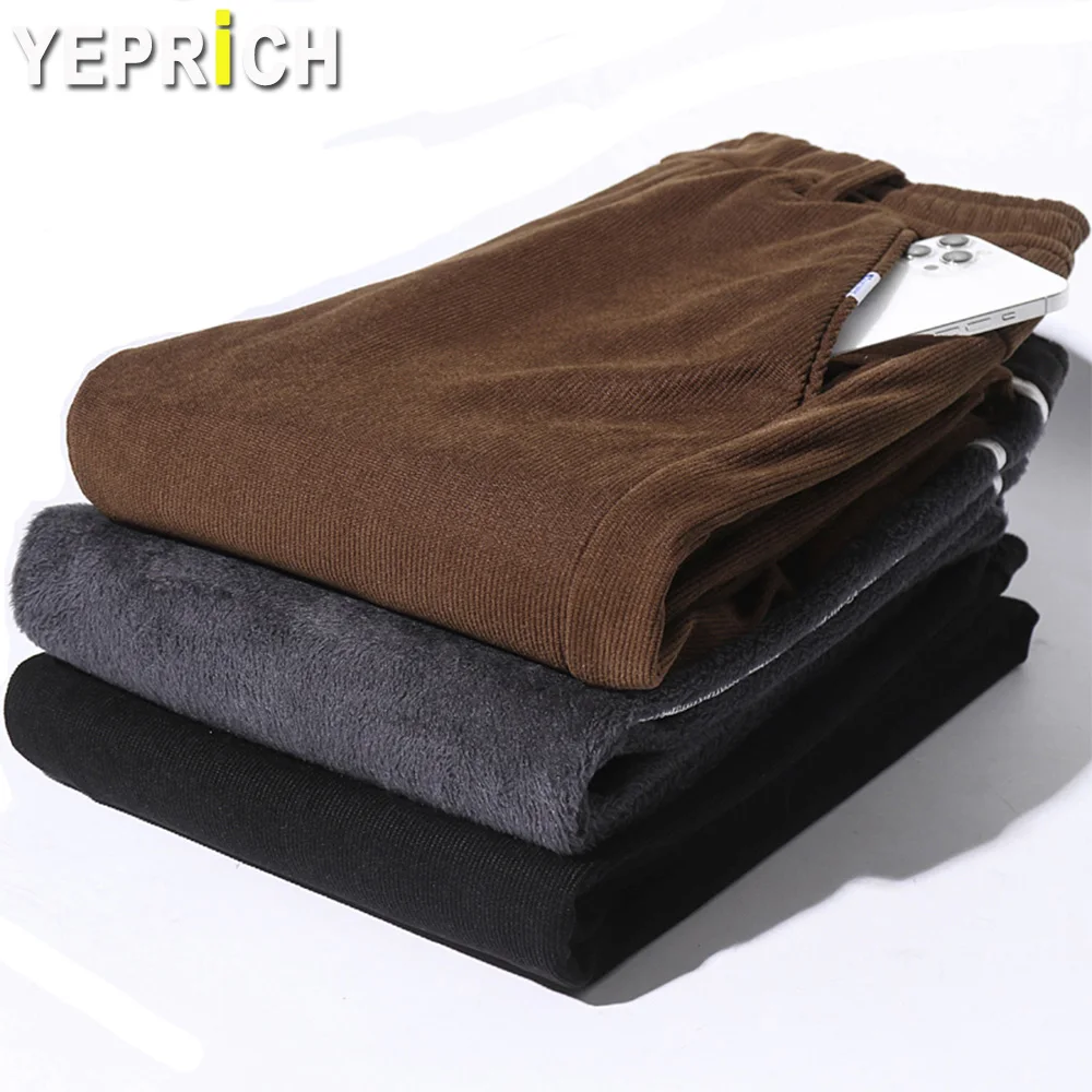 

Vintage Solid Corduroy Men Pants Fleece Warm Winter Trousers Casual Straight Japan Style Daily Male Pant