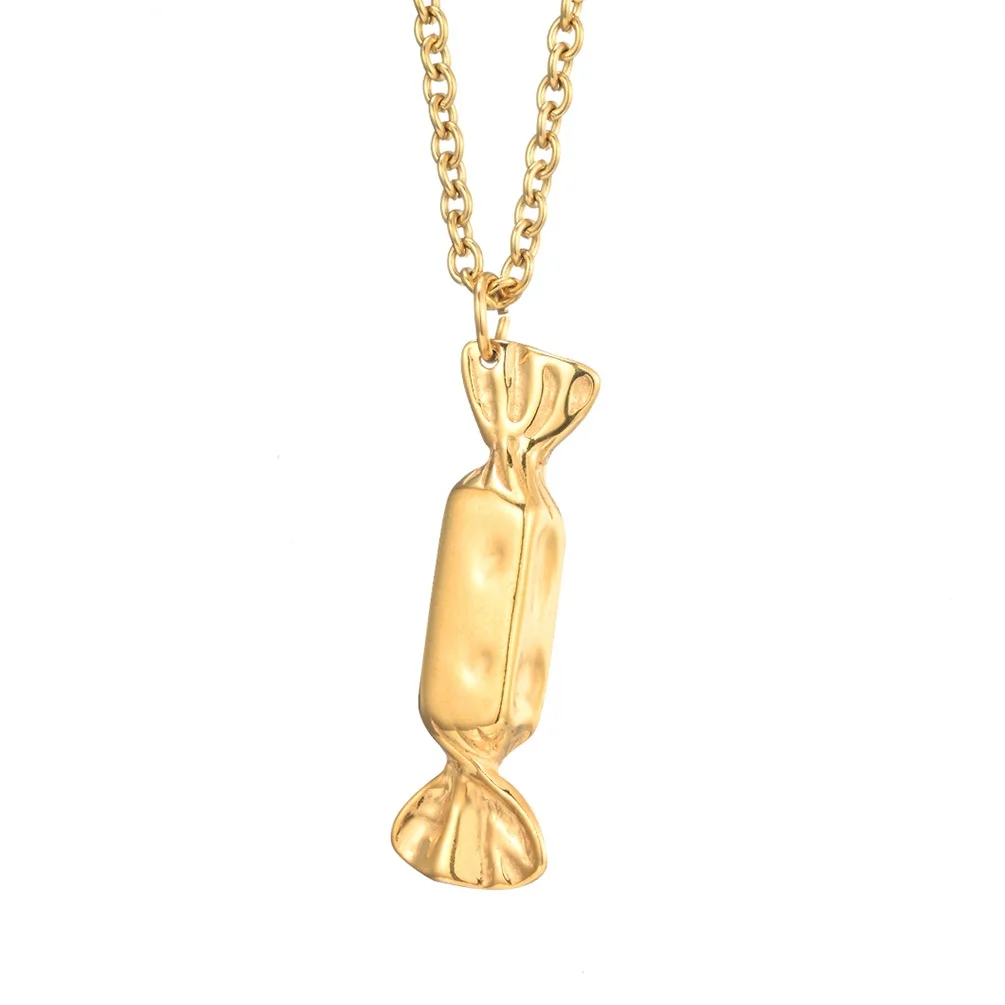 

Megin D Hot Sale Cute Simple Artfully Candy Titnaium Steel Necklaces for Men Women Couple Friend Fashion Design Gift Jewelry