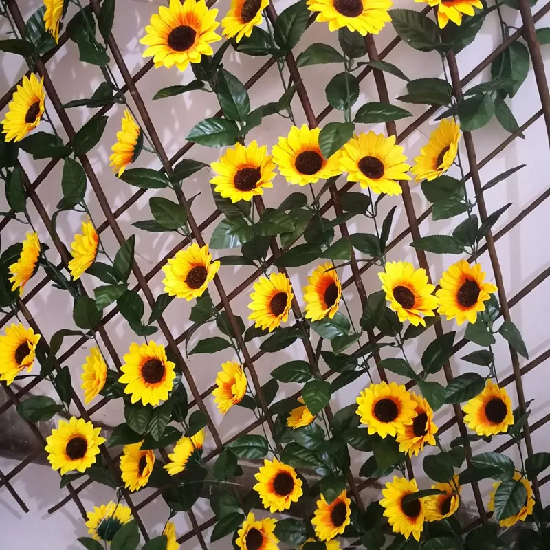 

New Artificial Sunflowers Vine 10 Big Sun Flowers Home Pipe Winding Strips Decoration Rattan Flowers Household Garden Decor