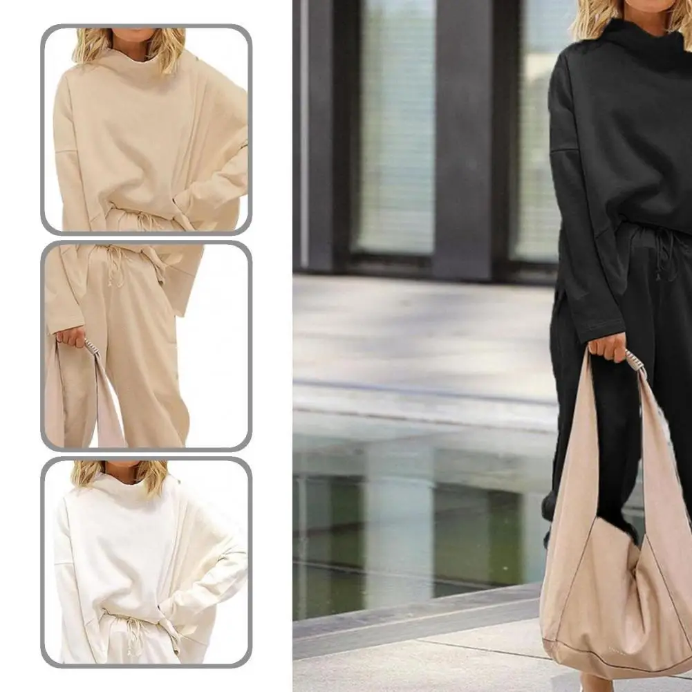 

High Waist Skin-friendly Long Sleeve Blouse Ankle Banded Pants Set for Office