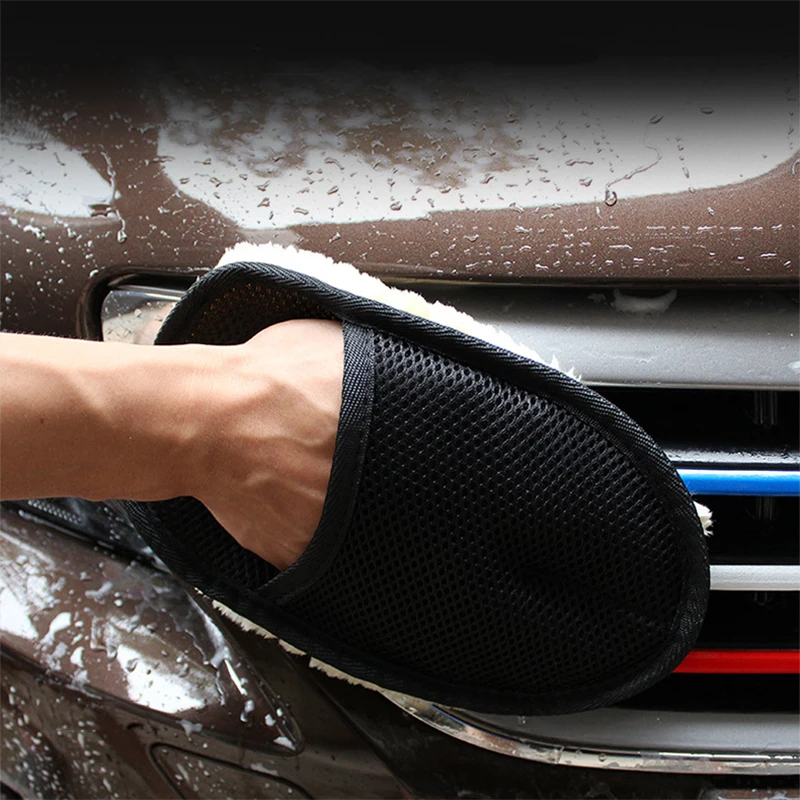 1@# High-quality Microfiber Wool Soft Automotive Car Washing Cleaning Glove 18*23cm Cleaning Car Cleaning Brush Motorcycle Care