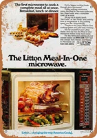 inches metal vintage funny tin sign 1972 litton microwave oven