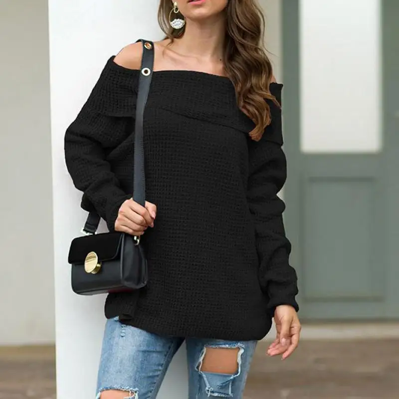 Suvance осенне-зимний Повседневный вязаный свитер с вырезом лодочкой 5 однотонных